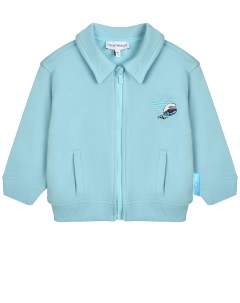Куртка спортивная голубая принт лого и смурфик Emporio armani