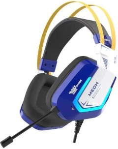 Гарнитура игровая проводная EH732 Mecha Blue синий подключение USB подсветка RGB Dareu