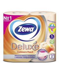 Туалетная бумага Deluxe gперсик 3 слоя 4 рулона Zewa