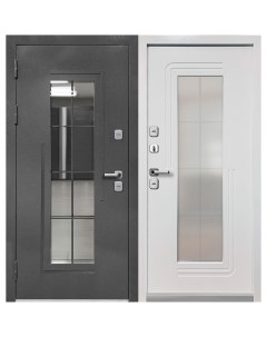 Дверь входная с терморазрывом Luxor Termo 7 левая букле графит эмалит белый со стеклопакетом 960х205 Ferroni