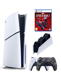 Игровая приставка Sony Playstation 5 Slim 1 Tb+2-ой геймпад(Camo)+ЗУ+Человек-Паук 2