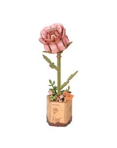 Деревянный конструктор Розовая роза Pink Rose, RT-TW041 Robotime