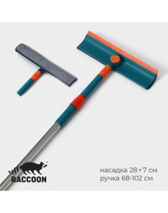 Окномойка телескопическая микрофибра 28 7 68 102 см цвет зеленый Raccoon