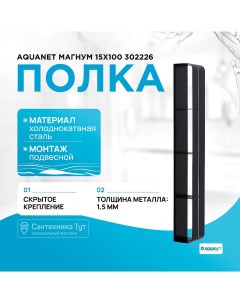 Металлическая полка Магнум 15х100 302226 Черная матовая Aquanet