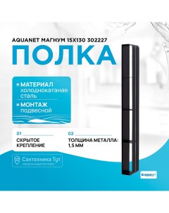 Металлическая полка Магнум 15х130 302227 Черная матовая Aquanet