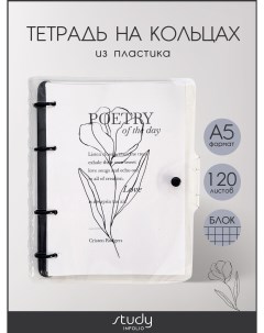 Тетрадь на кольцах общая Poetry, А5 на 120 листов в клетку, пластик Infolio study