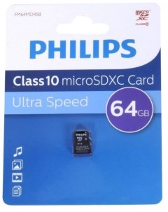 Карта памяти MicroSDXC 64GB FM64MD45B/97 Class 10 Philips