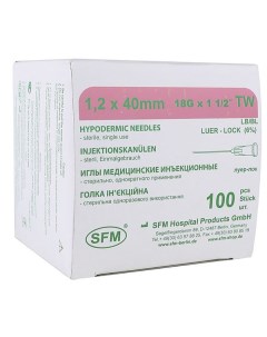 Игла одноразовая стерильная 1,20 х 40мм (18G) SFM Hospital/СФМ Госпиталь 100шт Sfm hospital products