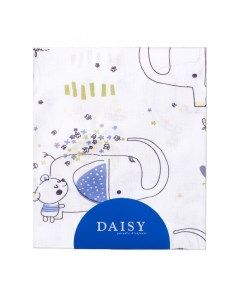 Пеленка хлопковая Слоны голубая, 75х120 см Daisy