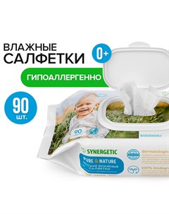 Салфетки влажные для детей Pure&Nature пантенол и овсяное молочко клапан 90 шт. Synergetic