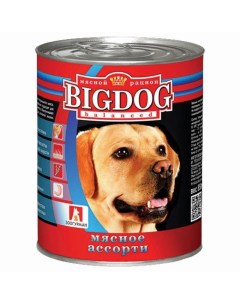 Big Dog влажный корм для собак средних и крупных пород, фарш из мясного ассорти, в консервах - 850 г Зоогурман