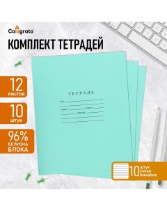 Комплект тетрадей из 10 штук, 12 листов в узкую линию бумажная фабрика Calligrata