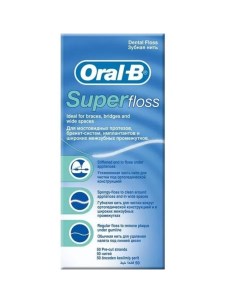 Межзубная нить Super Floss, 50 шт. Oral-b