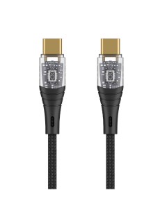 Кабель USB Type-C-USB Type-C 72502-OZ 1м черный, прозрачный Deppa