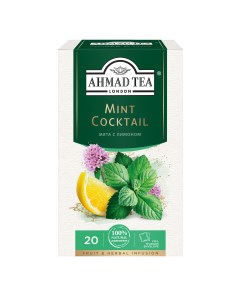 Чай травяной Mint Cocktail с мятой и лимоном в пакетиках 1,5 г х 20 шт Ahmad tea