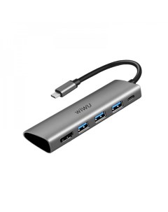 Адаптер Alpha USB-C 5 в 1 на USB 3.0/Type-C/HDMI (A531H) (Space Gray) Wiwu