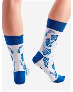 Носки с рисунками St.Friday Socks - Гжельский тигр, Белый St. friday