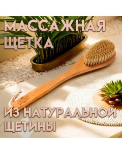 Щетка массажная с длинной ручкой, натуральная щетина Добропаровъ