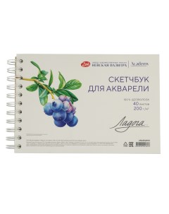 Скетчбук для акварели на спирали "Ладога" А4 40 л 200 г, 100 % целлюлоза, среднее зерно Невская палитра