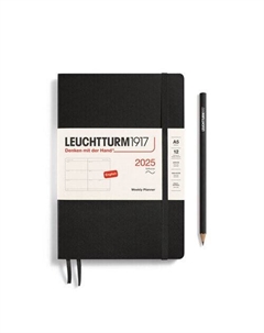 Еженедельник Leuchtturm1917, A5, 2025г, без расписания, мягкая обложка, черный