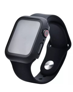 Защитное стекло на Apple Watch, 45mm, черное с силиконовым чехлом X-case