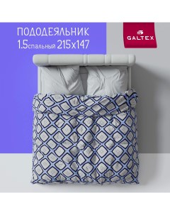 Пододеяльник 1,5х215 Бязь Панно серо-бирюзовый Galtex