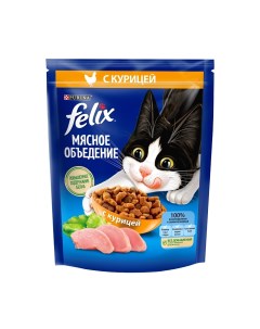 Cухой корм для взрослых кошек Мясное объедение, с курицей, 200 гр. Felix