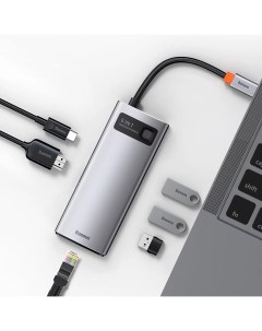 Адаптер 6 в 1 Starjoy Type-C HUB на USB 3.0*3/PD/SD/TF (BS-OH042) (Space Gray) Baseus