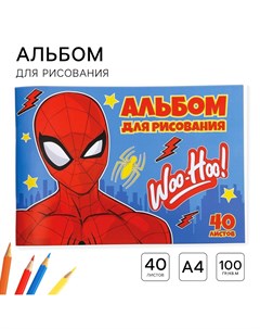 Альбом для рисования а4, 40 листов 100 г/м?, на скрепке, человек-паук Marvel