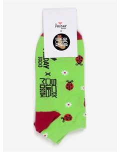 Носки короткие с рисунками St.Friday Socks x Sock Club Moscow - Божьи коровки, Зеленый St. friday