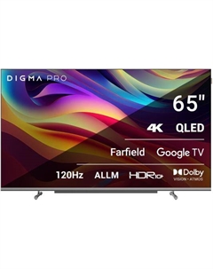 Телевизор QLED Digma Pro 65 QLED 65L Google TV Frameless черный/серебристый 4K Ultra HD 120Hz HSR DVB-T DVB-T2 DVB-C DVB-S DVB-S2 USB 2.0 WiFi Smart