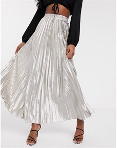 Серебристая плиссированная юбка макси Koco & k