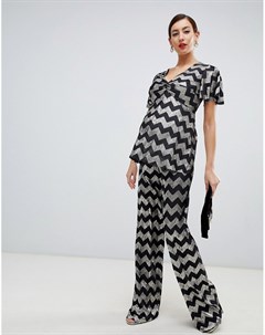 Широкие брюки с узором зигзаг Flounce london maternity