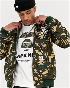 Зеленый двусторонний бомбер с капюшоном AAPE By A Bathing Ape Aape by a bathing ape