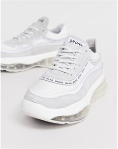 Белые кроссовки с серыми замшевыми вставками Bubbly Bronx