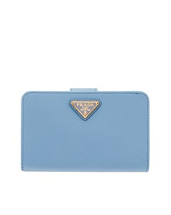 Голубой кожаный кошелек среднего размера Prada