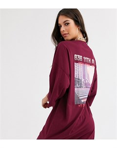 Бордовая oversize футболка с принтом Missguided tall