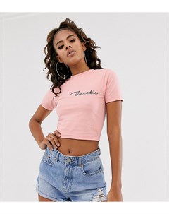 Укороченная футболка персикового цвета с надписью Missguided tall