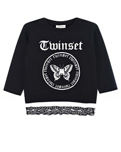 Черный свитшот с принтом бабочка детский Twinset