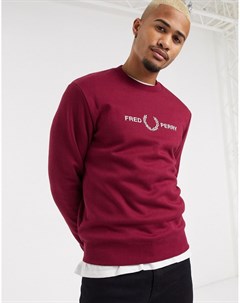 Бордовый свитшот с вышитым логотипом Fred perry