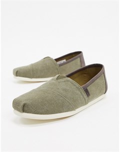 Парусиновые эспадрильи оливкового цвета Toms