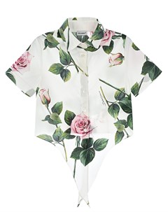 Рубашка на завязках с принтом Тропические розы Dolce&gabbana