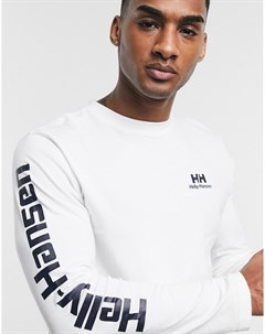 Белый лонгслив с принтом Helly hansen