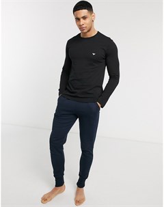 Черный лонгслив в стиле casual с логотипом Emporio armani