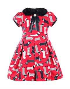Красное платье с принтом таксы детское Baby a.