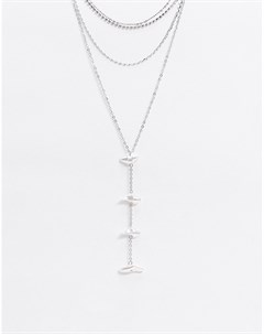 Серебристое ожерелье в несколько рядов с подвесками из искусственного жемчуга Liars & lovers