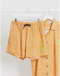 Оранжевые шорты от комплекта с камуфляжным принтом Entente