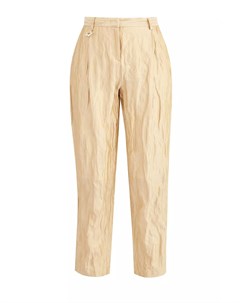 Укороченные брюки из жатой ткани медового цвета с подвеской Lorena antoniazzi