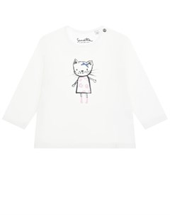 Кремовая толстовка с принтом Кошка детская Sanetta kidswear