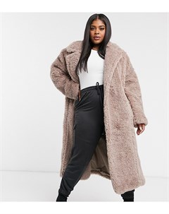 Розовато лиловая шуба макси из искусственного меха ASOS DESIGN Curve Asos curve